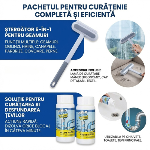 Pachetul Geamuri + Țevi: Curățenie Rapidă