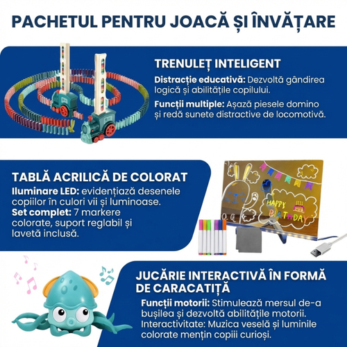 Pachetul 3 Jucării Interactive cu Lumini și Sunete