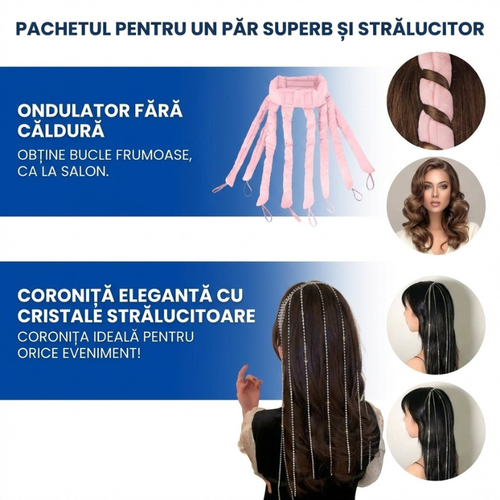 Pachet pentru Aranjarea Părului: Ondulator Fără Căldură + Coroniță