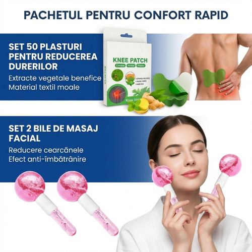 Pachetul pentru Revigorare: Plasturi + Bile de Masaj Facial cu Gheață