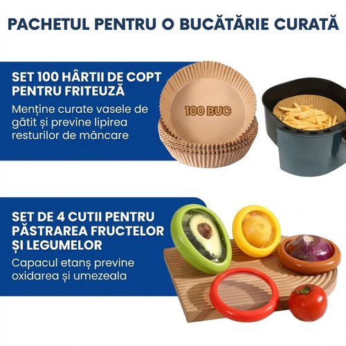 Pachetul pentru Bucătărie: Hârtii de Copt + Cutii pentru Depozitare